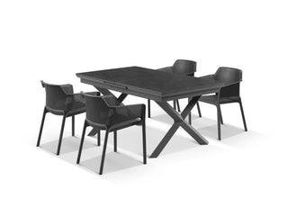 Byron Extension Table & Bailey Chairs | Outdoor Dining Setting in Charcoal / Slate / 7pc 200cm 1