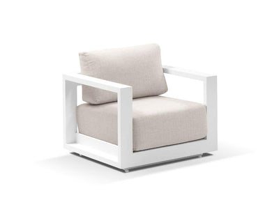 Milos Outdoor Armchair in White / Pebble