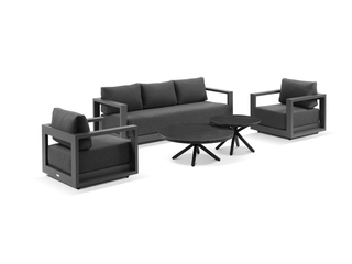 Milos Sofa Set | Outdoor Lounge Setting in Charcoal / Graphite / 5 Seater / Adele Coffee Table Set_1