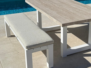 Adele Outdoor Bench Cushion in Pebble / 140x42cm - lifestyle.