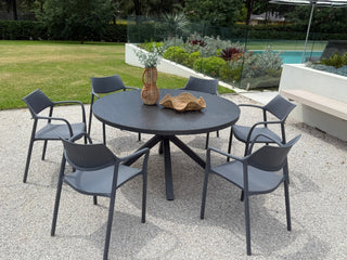 MELB CLEARANCE - Adele Round Ceramic Table with Splash Aire Chairs 7pc Outdoor Dining Setting_1