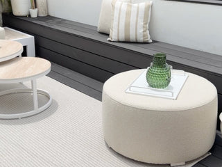 Cubix Round Outdoor Ottoman in Beech / 81cm 4.