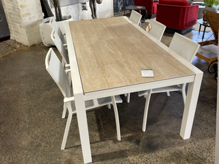 MELB CLEARANCE- Adele Ceramic Extension Table with Sevilla Chairs 7pc Outdoor Dining Setting_1