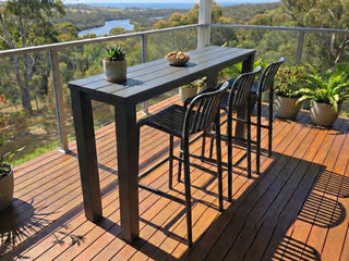 Adele Table & Voyage Chairs | Outdoor Balcony Bar Setting in Charcoal / 4pc 195x42cm_1
