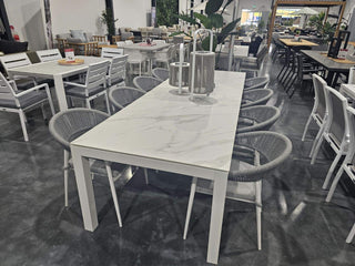 FLOORSTOCK SALE - Danli Ceramic Table with Nivala Dining Chairs - 9pc Outdoor Dining Setting_1