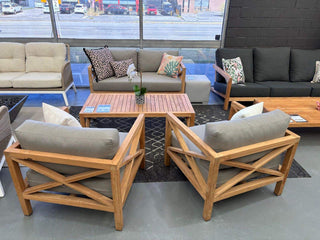 MELB CLEARANCE - Hampton 4pc Teak Outdoor Lounge Setting_1