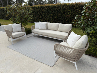 Lavon Outdoor Lounge in White / Biscuit / Beech / 3 Seater 3