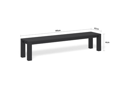 Adele Outdoor Bench in Charcoal / 195x42cm 1