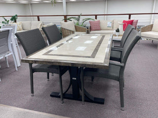 SUNSHINE COAST FLOORSTOCK SALE - Milano Stone Table with Lucerne Chairs 5pc Outdoor Dining Setting_1
