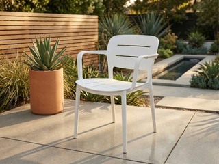 Heath Outdoor Dining Chair in White 2