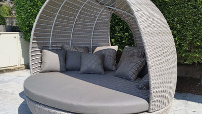Lotus Outdoor Daybed in Elk / Carbon Beige 7.