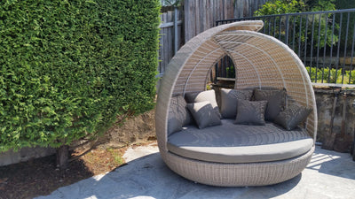 Lotus Outdoor Daybed in Elk / Carbon Beige 8.
