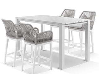 Adele Table & Serang Chairs | Outdoor Bar Setting in White / Gobi / 5pc 165x95cm_1