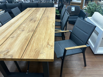 SUNSHINE COAST FLOORSTOCK SALE - Laguna Table & Sevilla Teak Arm Chairs | Outdoor Dining Setting 1