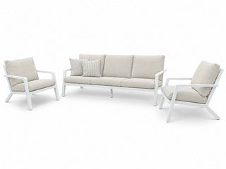 Tegel Sofa Set | Outdoor Lounge Setting in White / Beech / Without Coffee Table