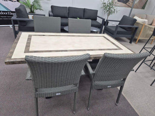 SUNSHINE COAST FLOORSTOCK SALE - Milano Stone Table with Lucerne Chairs 5pc Outdoor Dining Setting_4