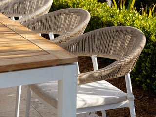 Barcelona Table & Nivala Chairs | Outdoor Dining Setting in White / Biscuit / 9pc 240cm 2