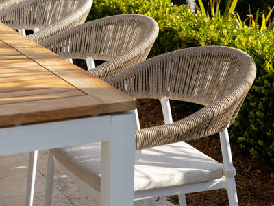 Barcelona Table & Nivala Chairs | Outdoor Dining Setting in White / Biscuit / 9pc 240cm 2