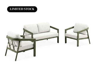 Covina Sofa Set | Outdoor Lounge Setting in Olive / Beige Claw / 4 Seater / Without Coffee 6
