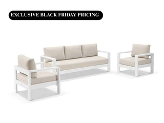 Malibu Sofa  | Outdoor Lounge Setting in White / Beech / 5 Seater / Without Coffee Table_8