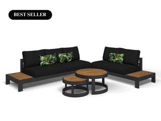 Aspen Teak Platform | Outdoor Lounge Setting in Charcoal / Sooty / Dark Grey / 5 Seater 2LH-3RH / Aspen Coffee Table Set_8