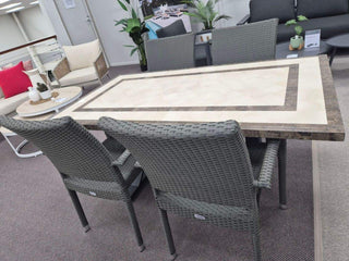 SUNSHINE COAST FLOORSTOCK SALE - Milano Stone Table with Lucerne Chairs 5pc Outdoor Dining Setting_2