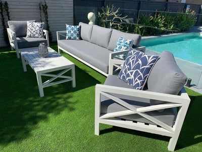 Hampton Outdoor Armchair in White Wash / Cast Slate 1