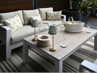 Adele Ceramic Outdoor Coffee Table in White / Travertino / 165x95cm 4.