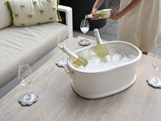 Adele Ceramic Outdoor Coffee Table in White / Travertino / 165x95cm 3.