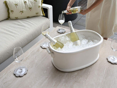 Adele Ceramic Outdoor Coffee Table in White / Travertino / 165x95cm 3.