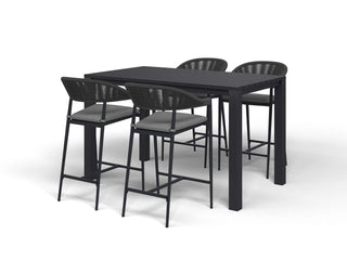 Adele Table & Nivala Chairs | Outdoor Bar Setting in Charcoal / Black / 5pc 165x95cm_1