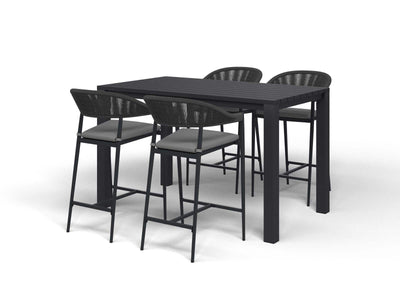 Adele Table & Nivala Chairs | Outdoor Bar Setting in Charcoal / Black / 5pc 165x95cm_1