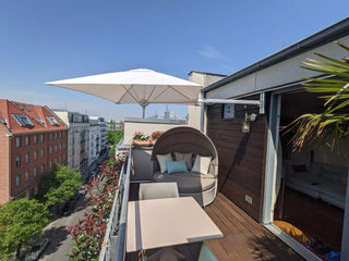 Paraflex 1.9m Square Outdoor Wall Mount Umbrella in Smoked Tweed 3.