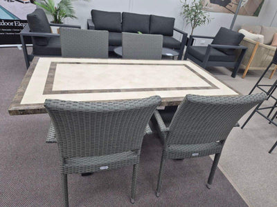 SUNSHINE COAST FLOORSTOCK SALE - Milano Stone Table with Lucerne Chairs 5pc Outdoor Dining Setting_5