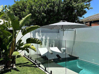 Paraflex 3m Hexagonal Outdoor Wall Mount Umbrella in Smoked Tweed 7.