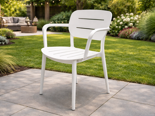 Heath Outdoor Dining Chair in White 3