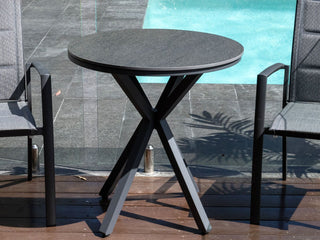 Adele Ceramic Round Outdoor Dining Table in Charcoal / Dark Grey / 72cm