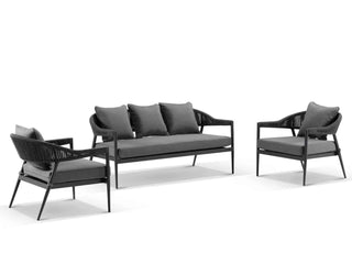 Nivala Sofa Set | Outdoor Lounge Setting in Charcoal / Black / Coal 3