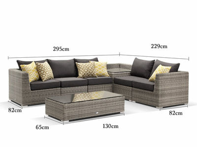 Maldives Modular | Outdoor Lounge Setting in Moonscape / Canvas Coal / 5 Seater w/ Corner Table / Maldives Coffee Table_6