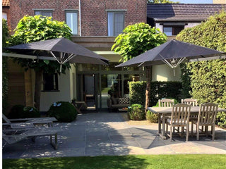 Paraflex 3m Hexagonal Outdoor Wall Mount Umbrella in Slate 10.