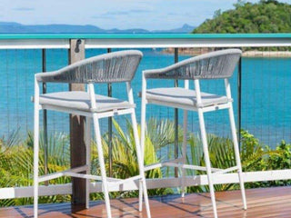 Nivala Outdoor Bar Chair in White / Frost Grey / Grey Ridge 3
