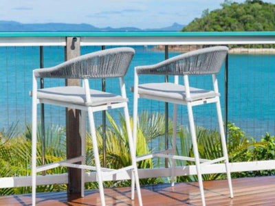 Nivala Outdoor Bar Chair in White / Frost Grey / Grey Ridge 3