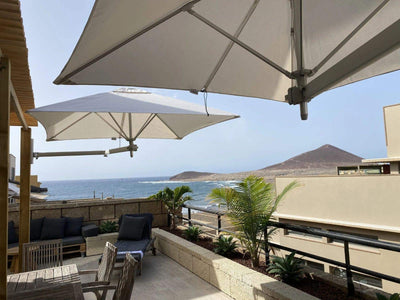 Paraflex 1.9m Square Outdoor Wall Mount Umbrella in Smoked Tweed 7.