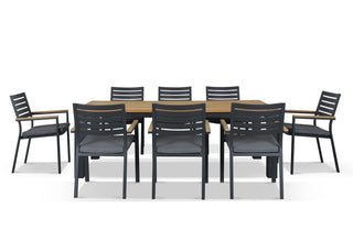 Corfu Table with Twain Teak Arm Chairs  9pc Outdoor Teak Setting_4