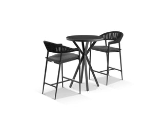 Adele Ceramic Round Table & Nivala Chairs in Charcoal / Dark Grey / Black / 3pc 72cm_1