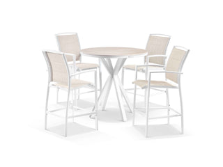 Adele Ceramic Round Table & Verde Chairs in White / Travertino / Wheat / 5pc 100cm_1