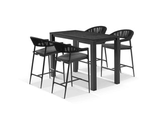 Adele Ceramic Table & Nivala Chairs in Charcoal / Dark Grey / Black / 5pc 140cm_1