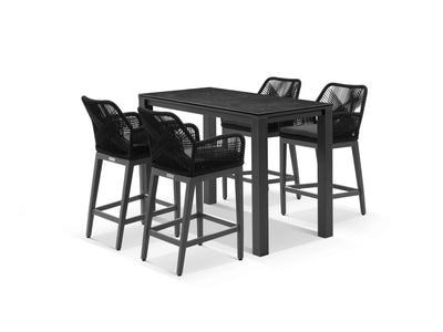 Adele Ceramic Table & Serang Chairs in Charcoal / Dark Grey / Black / 5pc 140cm_1