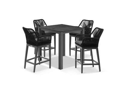 Adele Ceramic Table & Serang Chairs in Charcoal / Dark Grey / Black / 5pc 95cm_1