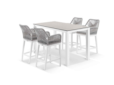 Adele Ceramic Table & Serang Chairs in White / Light Grey / Gobi / 5pc 140cm_1